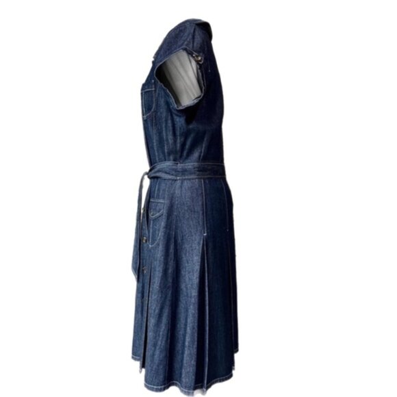 Anne Klein Denim Dress with Gored Pleats and detailed Pockets - Picture 3 of 11